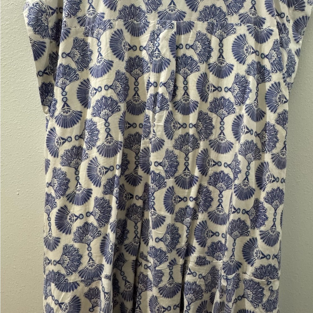 Blue And White Patterned Button-Up Mini Dress - image 4